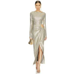 Revolve $280 Significant Other Chloe Gold Maxi Dress Formal Cut out Sz 10 NWT